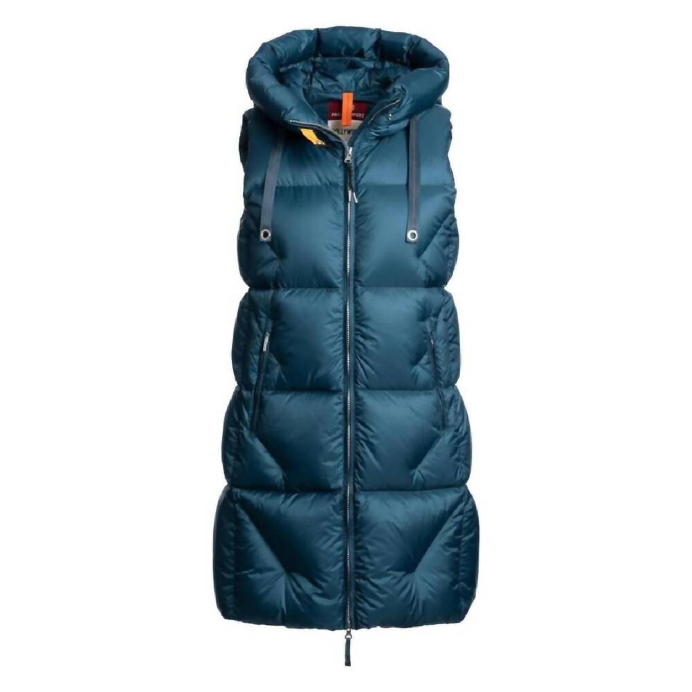 NEW PARAJUMPERS women's zully hooded quilted vest in interstellar